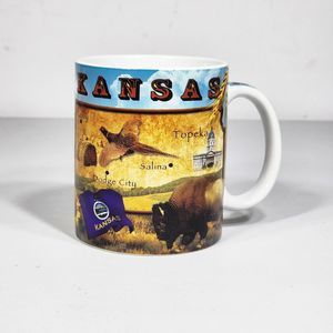 Kansas Mug Western Bison Cowboy  Wagon Ceramic Coffee Tea Mug Cup